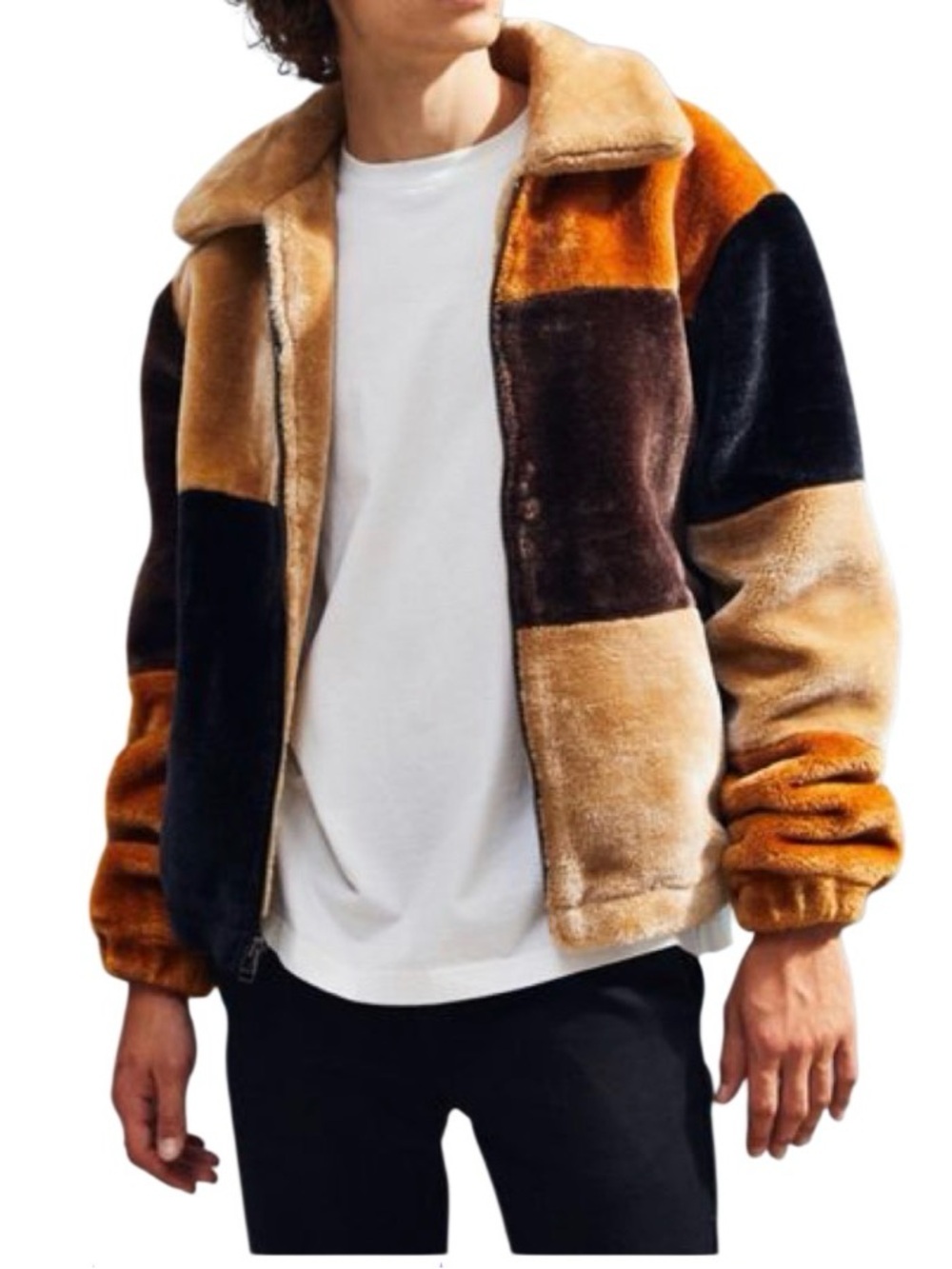 Urban Outfitters Unisex Faux Fur Patchwork Jacket- SMALL